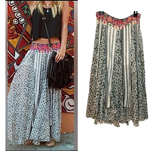 RARE!! Free People Amanda Handkerchief Embroidered Maxi 100% Cotton Medium - Picture 5 of 10